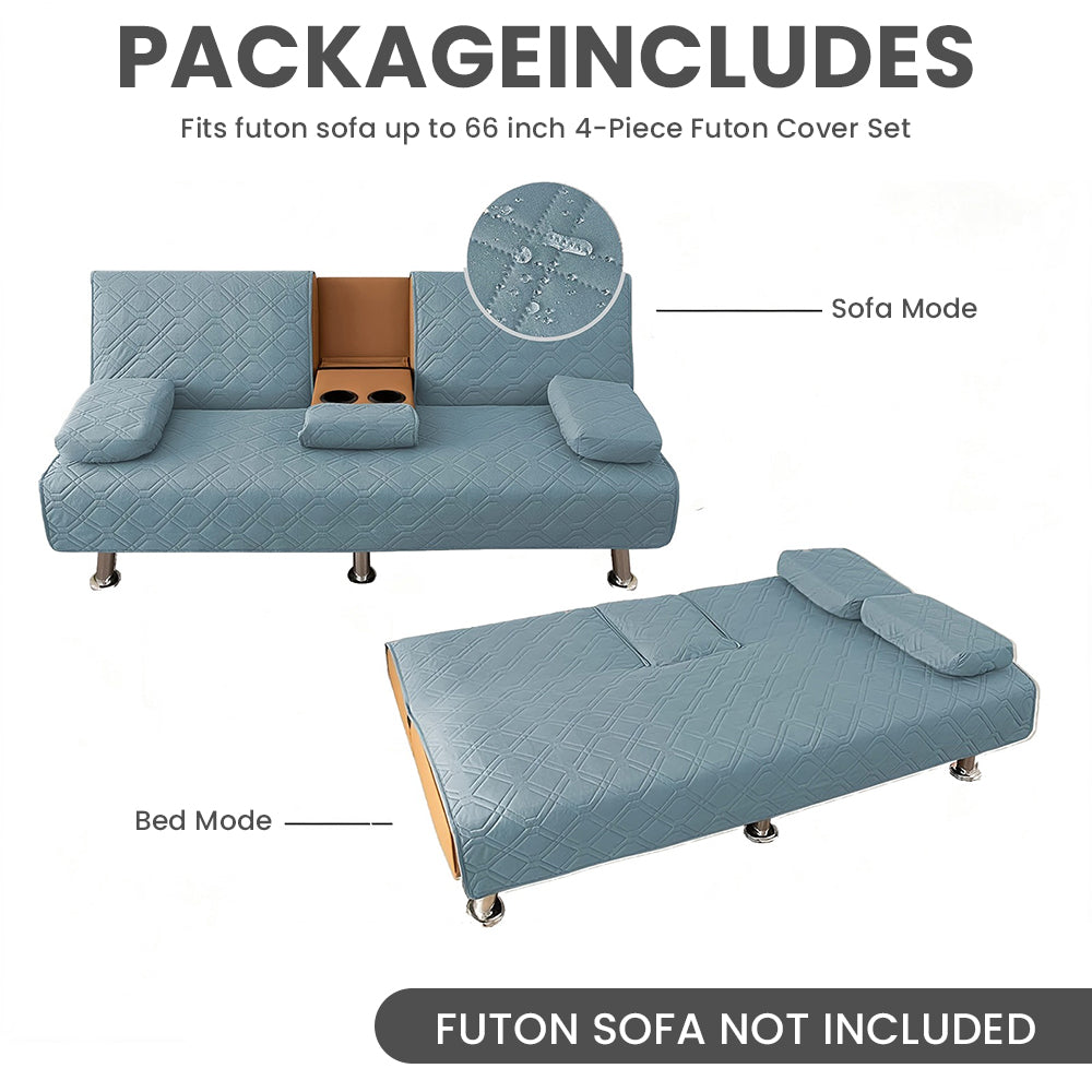 4-Piece Water-Resistant Quilted Futon Sofa Bed Cover Set