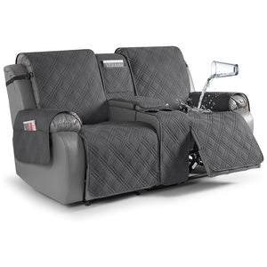 100% Waterproof Quilted Reclining Loveseat Cover - Dark Gray