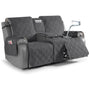 100% Waterproof Quilted Reclining Loveseat Cover - Dark Gray