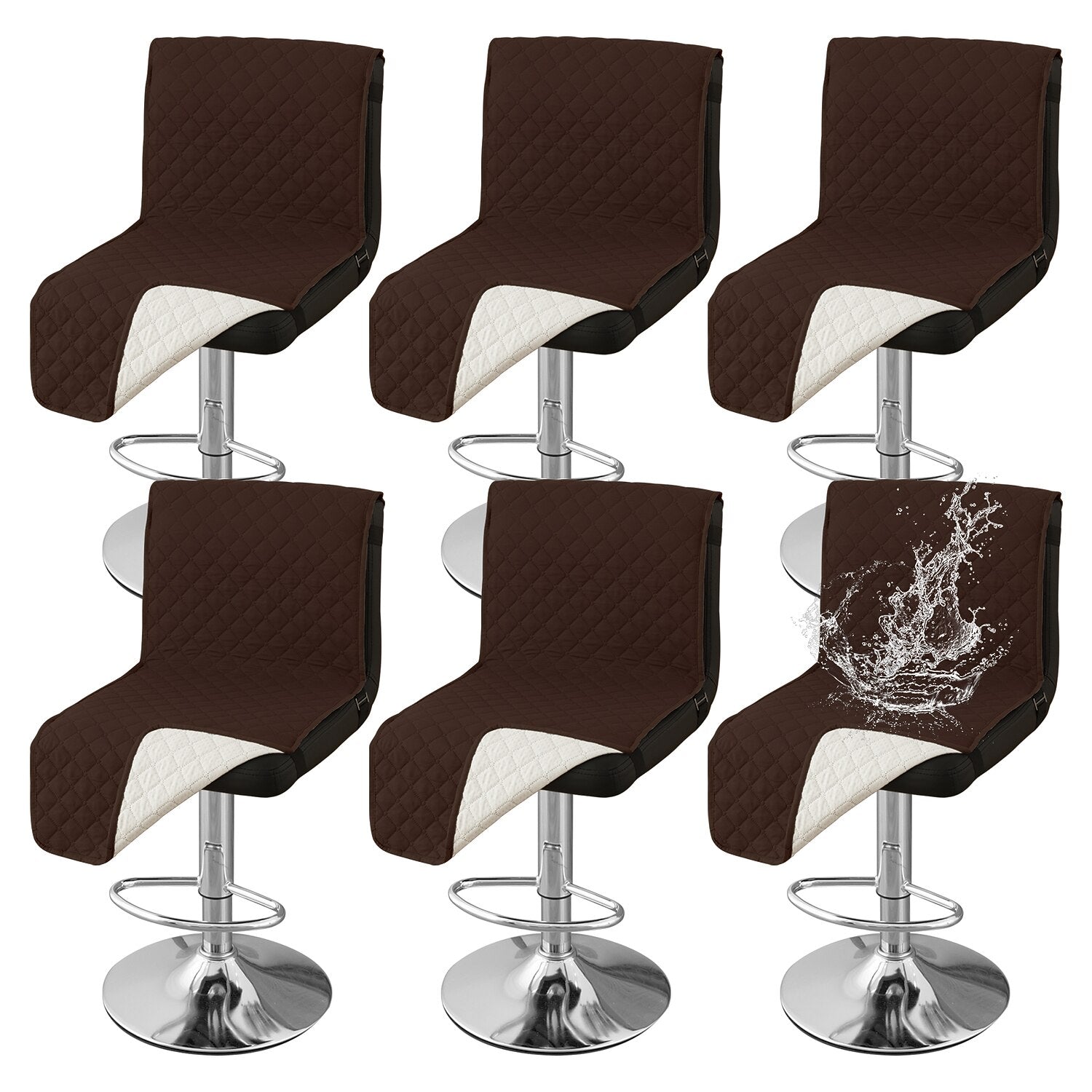 100% Waterproof Bar Stool Covers with Backrest, Stretch Bar Chair Covers, Removable Washable Seat Covers